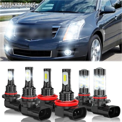 For Cadillac SRX 2010-2016 6x 6000K LED Headlight Bulbs Hi/Low Beam Fog Lights - Image 1 of 4