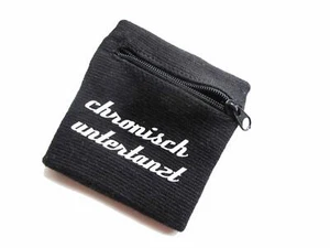 Schweißband Pulswärmer Reißverschluss Geldbörse "Chronisch untertanzt" schwz - Picture 1 of 4
