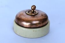 Vintage English Light Switch Electric Brass Ceramic British Made Vitreous Old"14