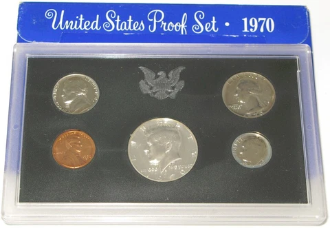 1970-S U.S.  Proof Set w/40% Silver Kennedy 5 Coins in OGP Cover