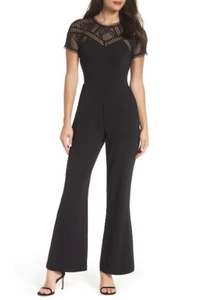 harlyn WIDE LEG BLACK JUMPSUIT sz M - Picture 1 of 5