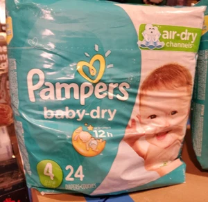 NUOVO Pampers Baby Dry taglia 4 22-37 libbre. Confezione 24 Pannolini Canali Air Dry SPEDIZIONE GRATUITA - Foto 1 di 5