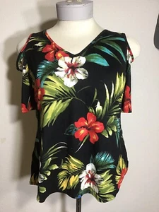 CHA CHA VENTE BLUSE PRINT FLORAL TROPICAL GR. L SCHULTER OFFEN - Bild 1 von 10