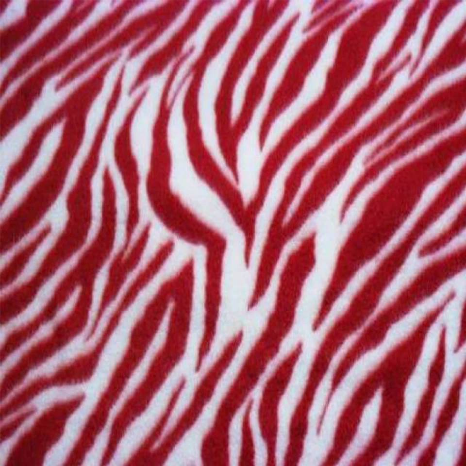Red and White Zebras Stripes Print Fleece Fabric - 60" Wide - Sold by The Yard - Image 1 of 1