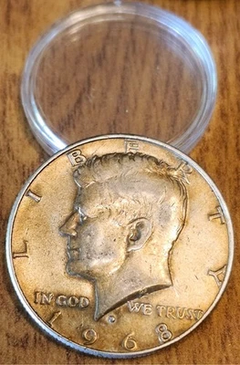 50% Off Sale -Vintage 1968D Kennedy Half Dollar Rare Error Coin Filled/Mint Mark - Image 1 of 2