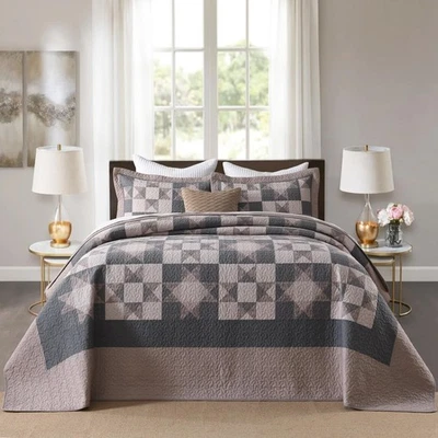 Oversized Queen Bedspread - 120" Lx102 W - 100% Cotton Lightweight Plaid Supe... - Image 1 of 4