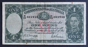 (1941-1948) Australien 1 Pound Banknote (Armitage/McFarlane) P#26 S/N# H10 002928 - Bild 1 von 2