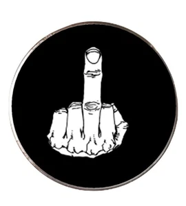 Imán de nevera de metal redondo de dedo medio con caja blanca - Imagen 1 de 4