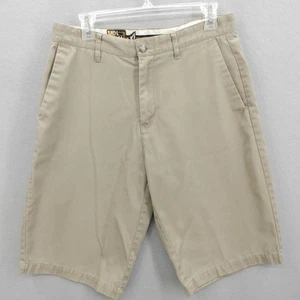 Volcom Mens 31 Solid Tan Friggin Chino Shorts 23" Flat Front Phone Pocket Skater - Picture 1 of 7