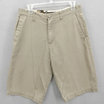 Volcom Mens 31 Solid Tan Friggin Chino Shorts 23" Flat Front Phone Pocket Skater - Image 1 of 4