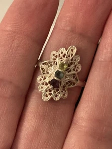 Vintage SS filigraner Ring mit 3 Edelsteinen Gr. 7 - Bild 1 von 10