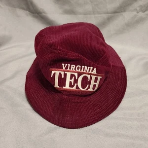 Sombrero cubo de pana vintage Virginia Tech granate cuadrado universitario NCAA 80s 90s - Imagen 1 de 11