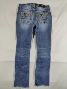 Miss Me Jeans Damen 27 Mid Rise Slim Fit Boot Cut Raw Hem Denim Rodeo Blau - Bild 1 von 11