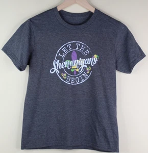 Let The Shenagigans Begin Youth Medium Mardi Gras Short Sleeve Shirt - Picture 1 of 4