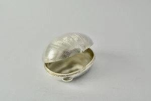 Art Deco Solid 800 Silver Pill Box Chestnut Shape Italian Vintage 20th Century - Picture 1 of 11