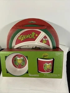 Dr. Suess The Grinch Niños Bambú Comida Set 3 Piezas Plato, Taza y Tazón - Imagen 1 de 9