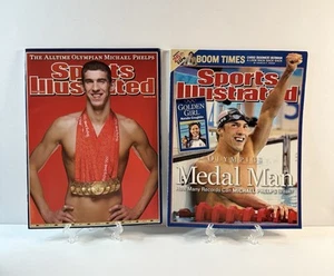 2 Sports Illustrated Aug 25, 2008, Aug 23, 2004 Olympian Michael Phelps No Label - Picture 1 of 9