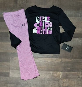 New! Little Girl's UNDER ARMOUR Long Sleeve Tee Pants Leggings Outfit 5 6 6X - Picture 1 of 3