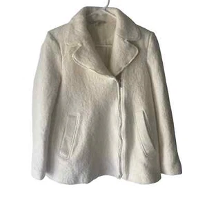 Chaqueta con cremallera diagonal Zara Trafaluc talla pequeña crema mezcla de lana tweed - Imagen 1 de 9