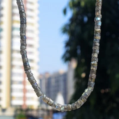 Awesome Amazing Flash Labradorite 108 Cts Beaded Beautiful Necklace VK 22 E563 - Image 1 of 3