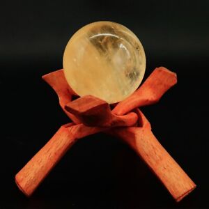 410g Natural Yellow Calcite Sphere Orange Quartz Crystal Ball Decoration Gem