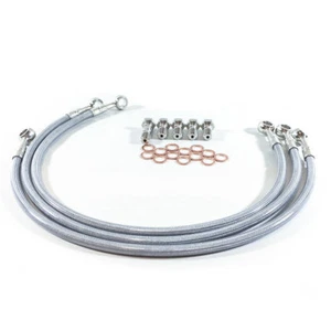 BMW 1998-2001 R1100R Non ABS GALFER BRAIDED STAINLESS STEEL FRONT BRAKE LINE KIT - Picture 1 of 6