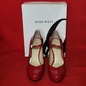 Nine West Womens Shoes Red Mary Jane Pumps Ankle Strap Spike High Heels 9M - Picture 1 of 14