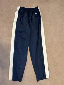 REEBOK Break Away Athletic Track Pants Pockets Navy Blue/White Size Small - Picture 1 of 11