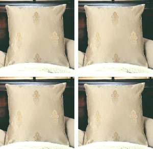 Set of 4 Cushion Covers Champagne Gold Damask 18X18" 45X45 cm Decorative Pillow - Picture 1 of 8