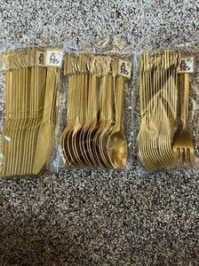 Plastic Silverware Cutlery Bear Raccoon Gold Color Cabin Camping Theme Appetizer - Picture 1 of 11