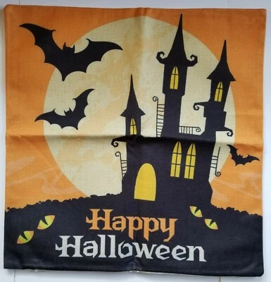  Halloween Cover for Pillow 17" X 17" Spooky Town New Zipper Closure - Image 1 of 2