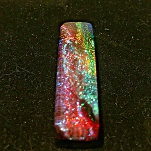 1 5/8" Rectangular Shaped DICHROIC GLASS Pendant Rainbow Iridescent Jewelry  - Picture 1 of 7