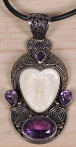 Beautiful Sterling Silver Amethyst Goddess Pendant-Necklace X065B - Picture 1 of 4