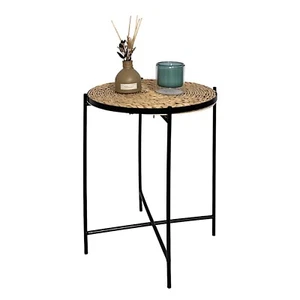 Rattan Design Metal Side Coffee Tray Table With Removable Top Living Room - Picture 1 of 8