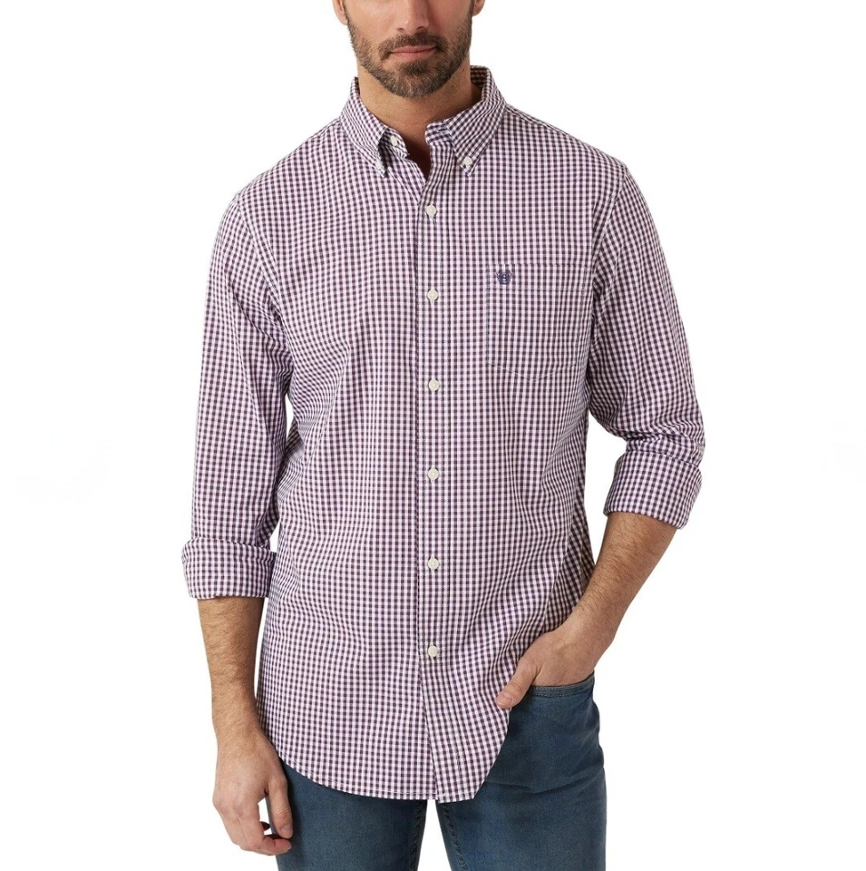 Chaps Men's Easy Care Button-Down Shirt Regular Fit Stretch Fabric Red XXL