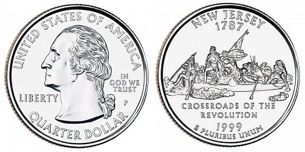 1999 P  NEW JERSEY STATE QUARTER  Choice Unc  From Mint Rolls - Image 1 of 1