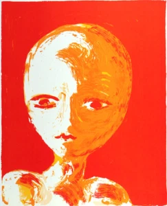 Virgilio GUIDI "Testa su fondo rosso", 1982 serigrafia originale firmata - Picture 1 of 3
