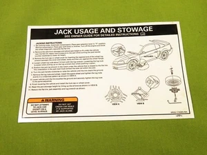 2002,2003,2004, Mustang Cobra Jack Usage And Stowage Instructions - Picture 1 of 5