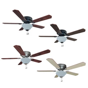 52 Inch Flush Mount Hugger Ceiling Fan w Light Kit Oil RubbedBronze/Satin Nickel - Picture 1 of 4
