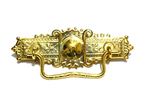 Victorian Eastlake Furniture Drawer Pull Dresser Chest Vanity Bright Brass Cover
