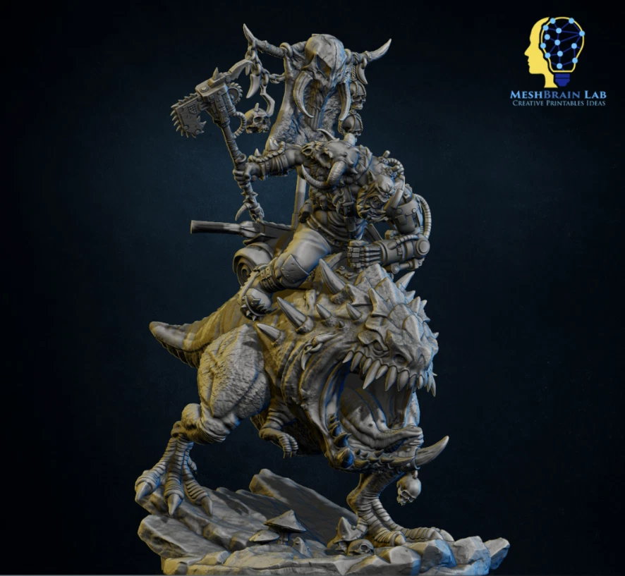 Ork Beast Hunter Warboss warbeast on colossal Mount with base MBL-030