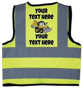 Personalised Text Colour Digger Hi Vis Jacket Baby, Toddler, Children's, Kids - Picture 1 of 27