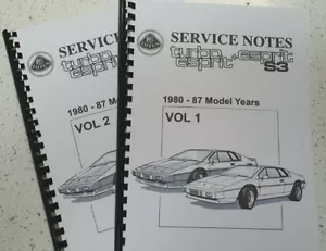 LOTUS TURBO ESPRIT & ESPRIT S3 SERVICE NOTES WORKSHOP MANUAL 80 - 87 REPRINTED - Picture 1 of 6