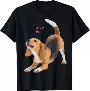 Beagle Shirt Beagles Tee Love Is Dog Mom Dad Puppy Pet Cute T-Shirt Hoodie - Picture 1 of 18