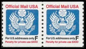 #O144  (29) CENT  NDM "F"  OFFICIAL MAIL       MINT  VF NH  O.G  COIL PAIR - Picture 1 of 2