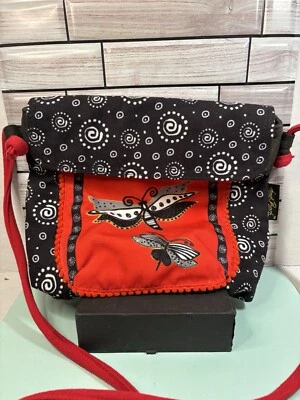 Cartera decorada con libélula Laurel Burch roja y negra Foto 1 de 4