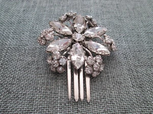 Schreiner Haarkamm Vintage signiert klar Strass - Bild 1 von 6