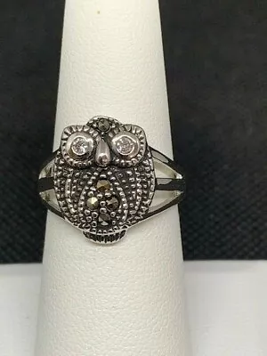 RS Covenant #1771 Owl Sparkling Cubic Zirconia Rhodium Plated Ring Size 7  - Image 1 of 4