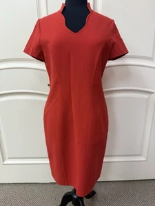 Carolina Herrera New York Red Wool Tailored Midi Dress Size 12 $1695 MSRP - Picture 1 of 5