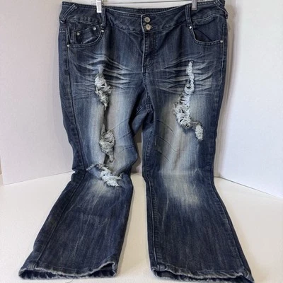 Almost Famous Always Fabulous Distressed Jeans Women Size 20 Mid Rise - Image 1 of 4